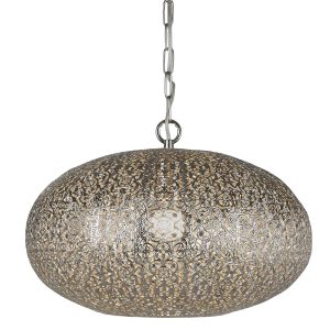 Fretwork 1 light Moroccan pendant ceiling light in polished nickel