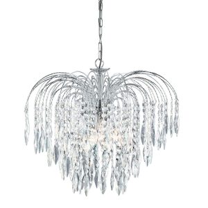 Waterfall crystal 5 lamp pendant ceiling light in polished chrome main image