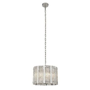 Searchlight Alexander satin silver 5 light ceiling pendant with Aquatex water glass full height