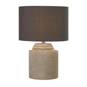 Zara traditional 1 light grey cement table lamp with grey fabric shade