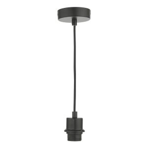 Pendant ceiling light cable set accessory with E27 lamp holder in matt black on white background