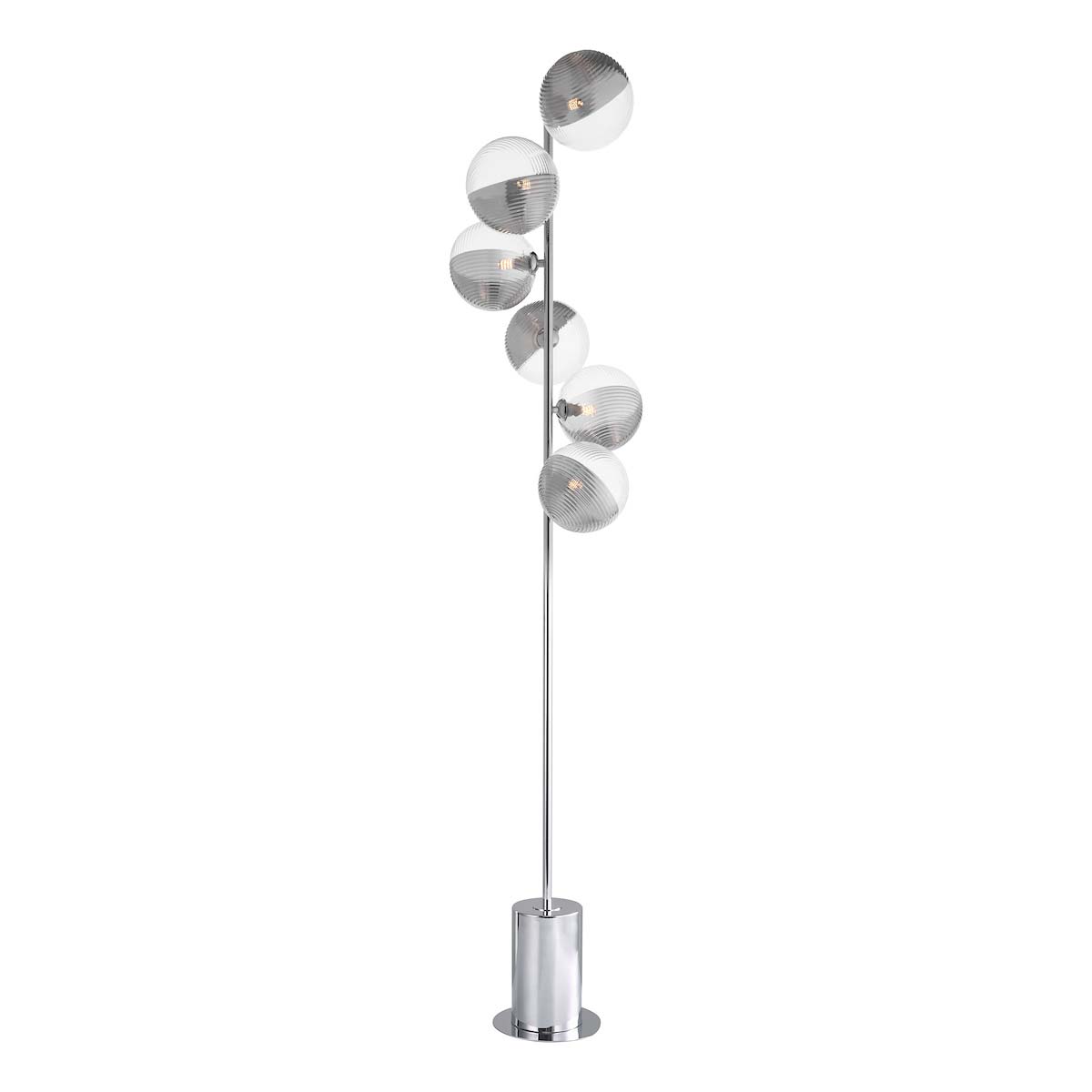 Spiral 6 Light Floor Lamp Polished Chrome Clear / Smoked Glass