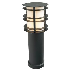 Norlys Stockholm medium bollard light in black galvanised steel on white background