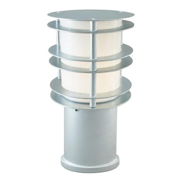 Norlys Stockholm small bollard light in galvanised steel on white background