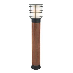 Norlys Stockholm large bollard light in stained wood and black on white background