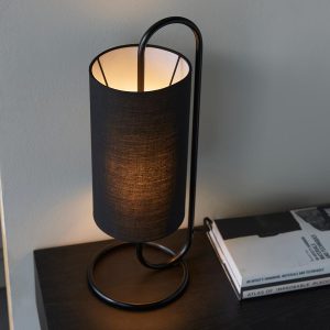 Oval 1 light structural table lamp in matt black with black shade main image