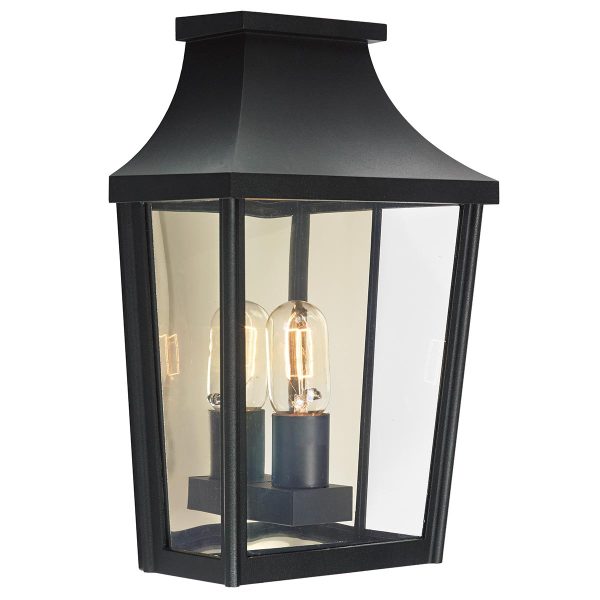 Norlys Turin 1 light outdoor wall coach lantern in black on white background