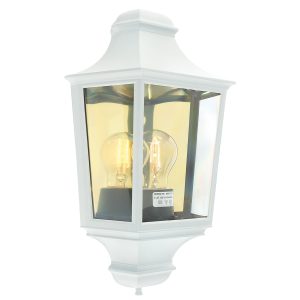 Norlys Turin 1 light flush outdoor wall half lantern in white on white background