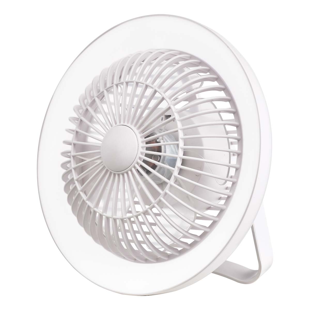 Turbo Rechargeable Desk Fan With Dimming LED Light White