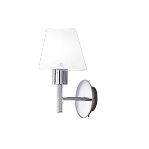 Franklite FL2126/1/991 Turin 1 lamp switched wall light in polished chrome with matt opal glass shade