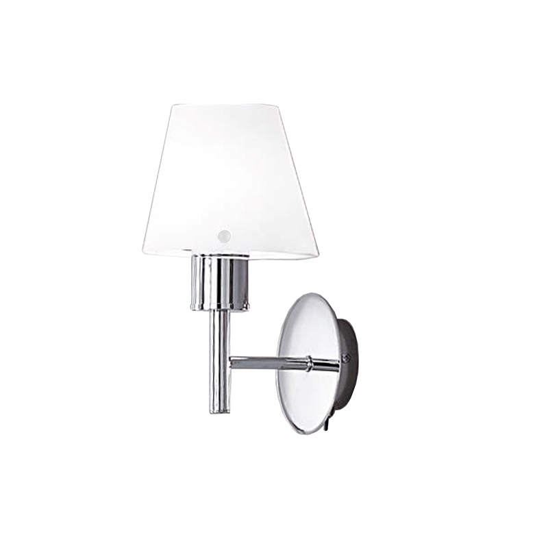 Elegant 1 Lamp Switched Wall Light Chrome Matt Opal Glass Shade