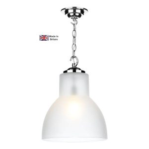 Upton large pendant light in polished chrome with opal glass shade main image