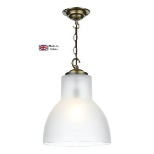 Upton solid brass 1 light pendant with opal glass shade main image