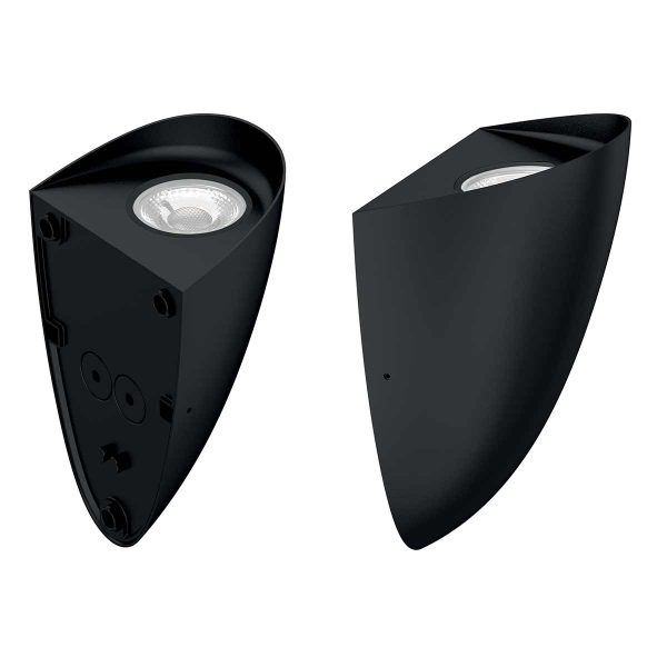 Vendela 8W modern LED outdoor wall light in matt black on white background