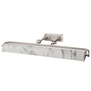 Winchfield 4 light large picture light in polished nickel plate with white marble on white background