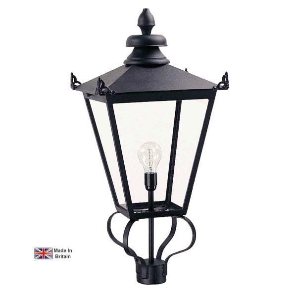 Wilmslow 1 light Victorian lamp post lantern head only in black on white background