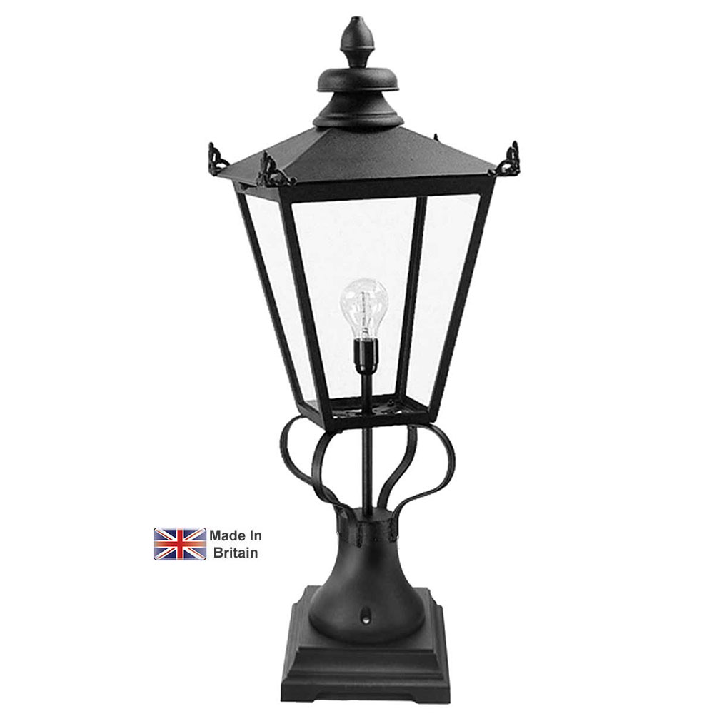 Wilmslow 1 Light Large Victorian Outdoor Pedestal Lantern Black