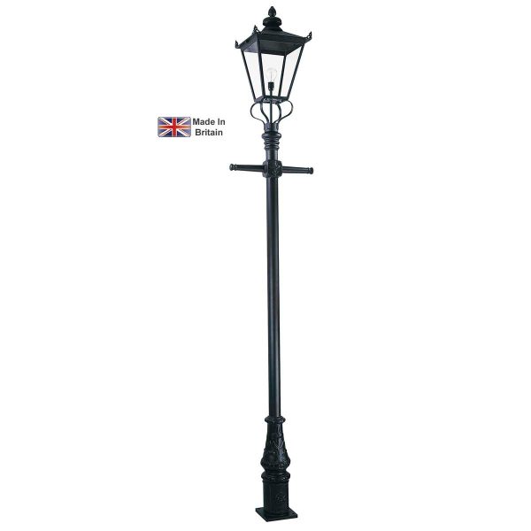 Wilmslow 1 light Victorian outdoor lamp post in black on white background