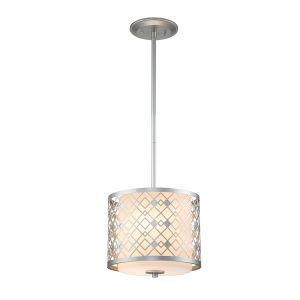 Ziggy 1 light kitchen pendant in lacquered silver on white background