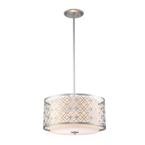 Ziggy 2 light duo mount pendant in lacquered silver shown full height on white background