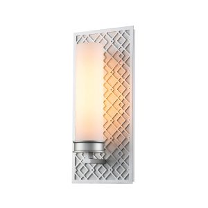 Ziggy single bathroom wall light in lacquered silver on white background